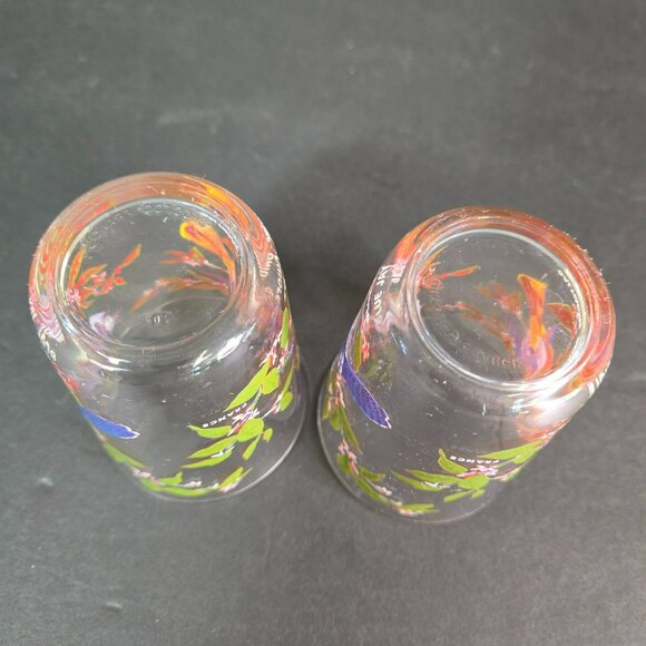 Set (2) Bird Juice Glass Small Tumbler Arcoroc France Blue Jay Baltimore Oriole - Picture 6 of 11